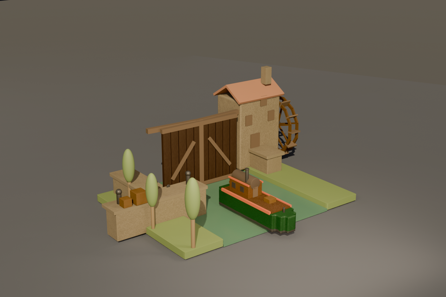 Render do Kit Via Fluvial da Barcaça do Canal