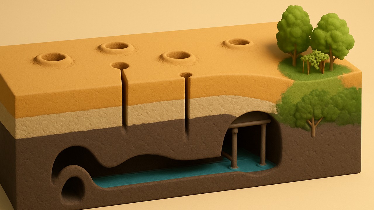 Concept sheet C1: a cutaway of a karez tunnel under the desert