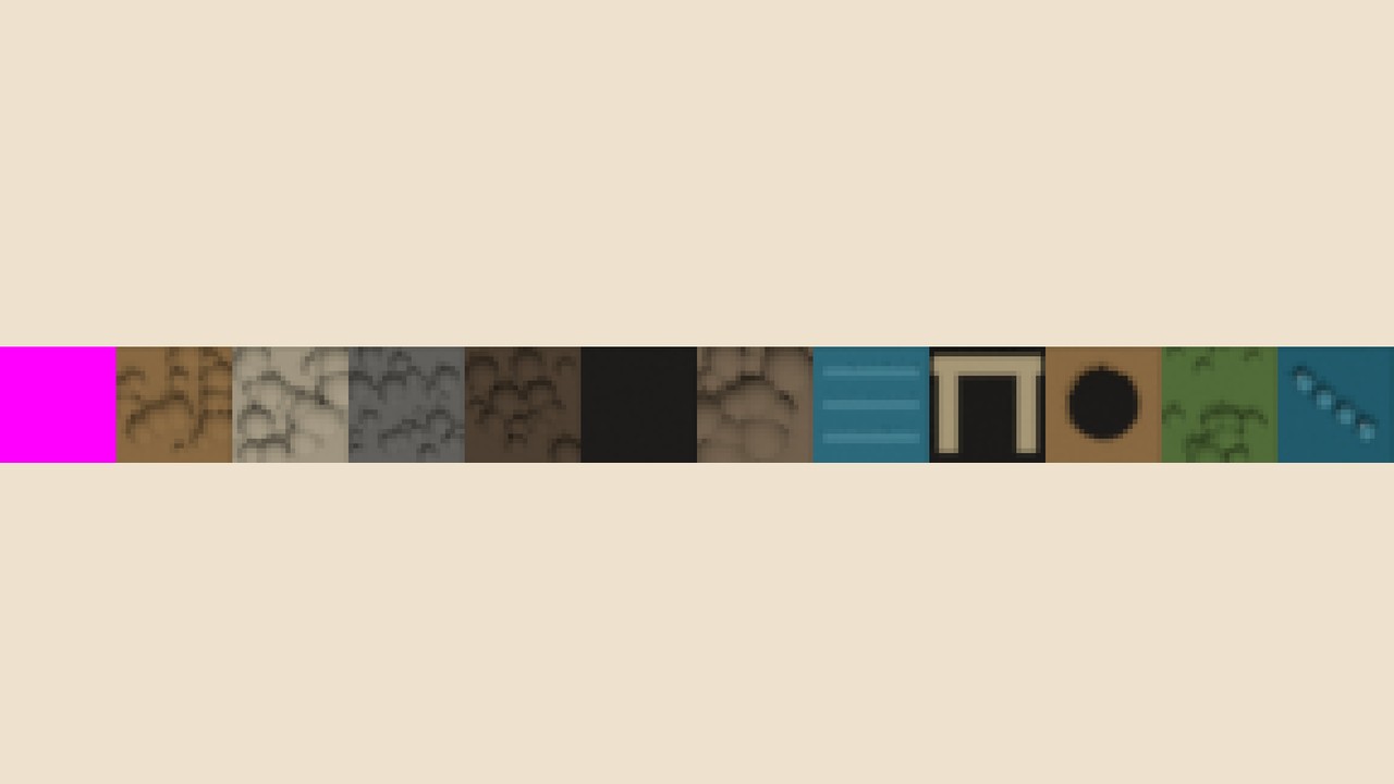 The twelve rendered strata tile faces
