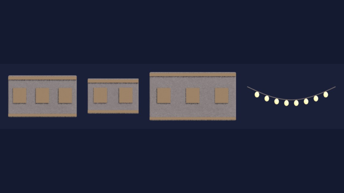 Building facade and lantern garland sprites
