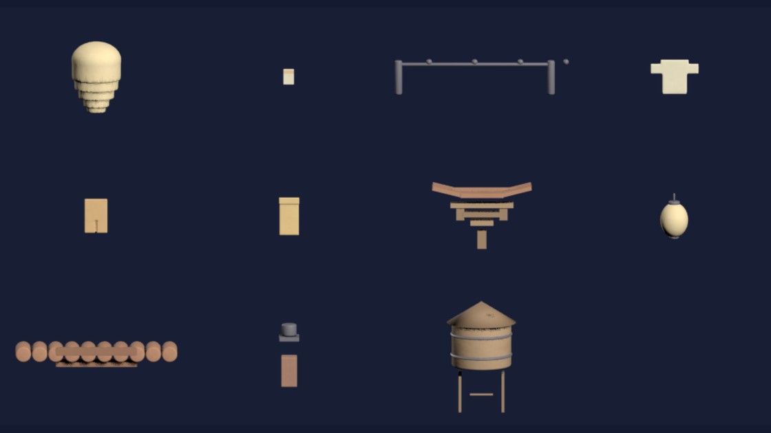 Rendered prop sprites