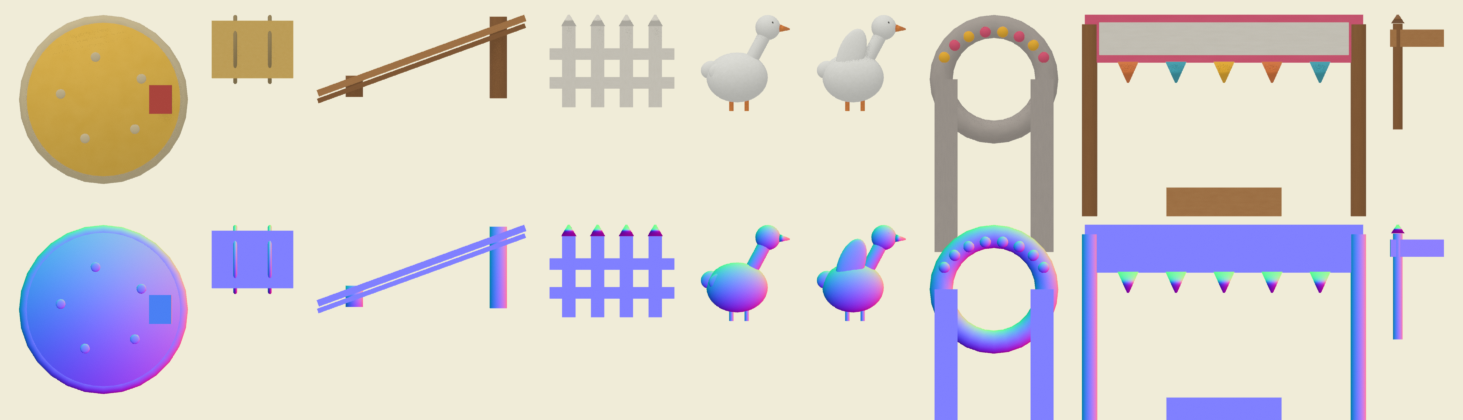props beside their normal-map passes