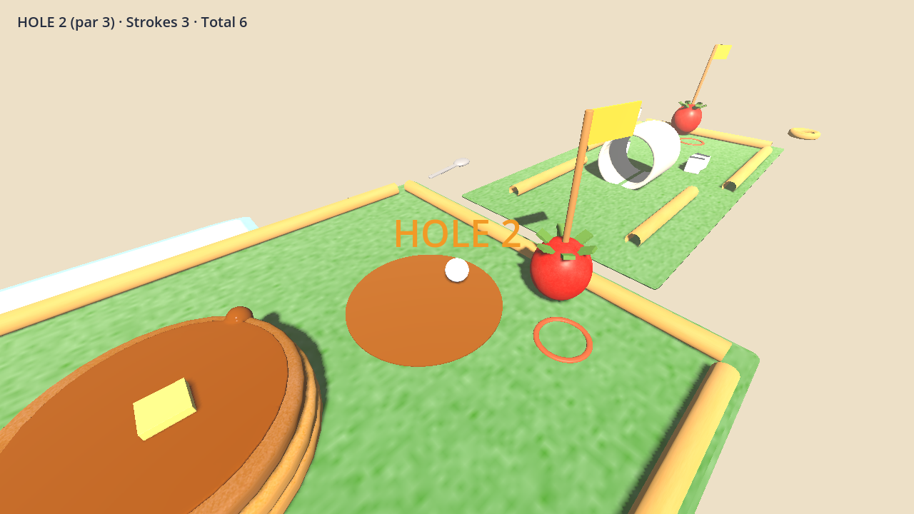 hole 2: pancake dogleg and syrup pool