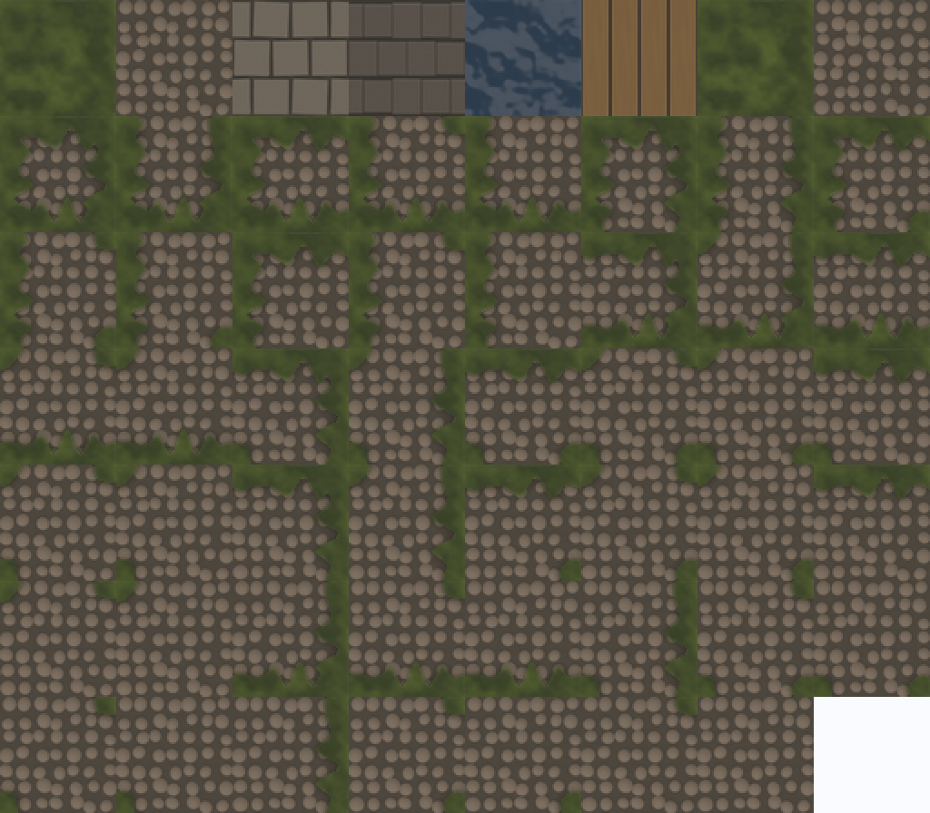 the shipped tile atlas with 47 blob autotile variants