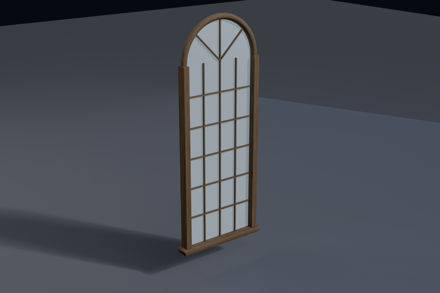 arched hall window, code-modeled