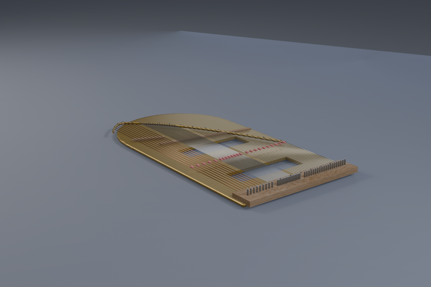 harp and cast-iron frame, code-modeled